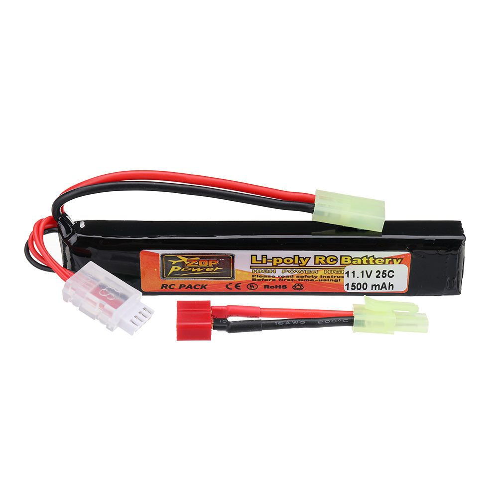 ZOP Power 11.1V 1500mAh 25C 3S LiPo Battery Tamiya Plug With T Plug Adapter Cable for RC Car