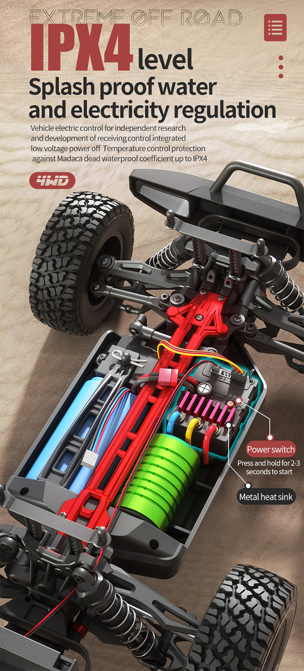 SCY 16104 1/16 2.4G 4WD RC Car Led Headlights High Speed Off Road Desert Truck Vehicle Models