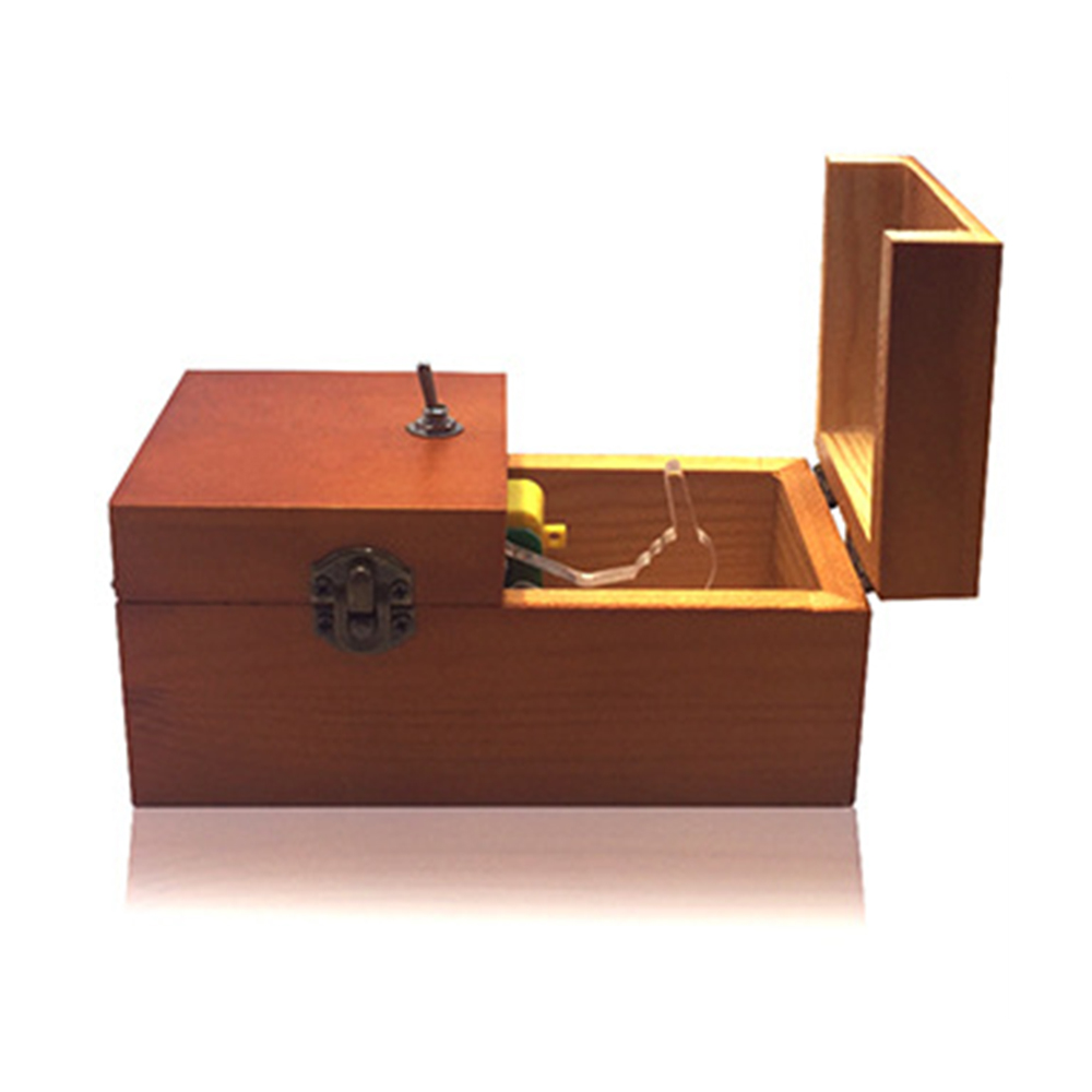 Brown Classic Wooden Useless Box Interactive Perpetual Machine Toy for Kids and Adults