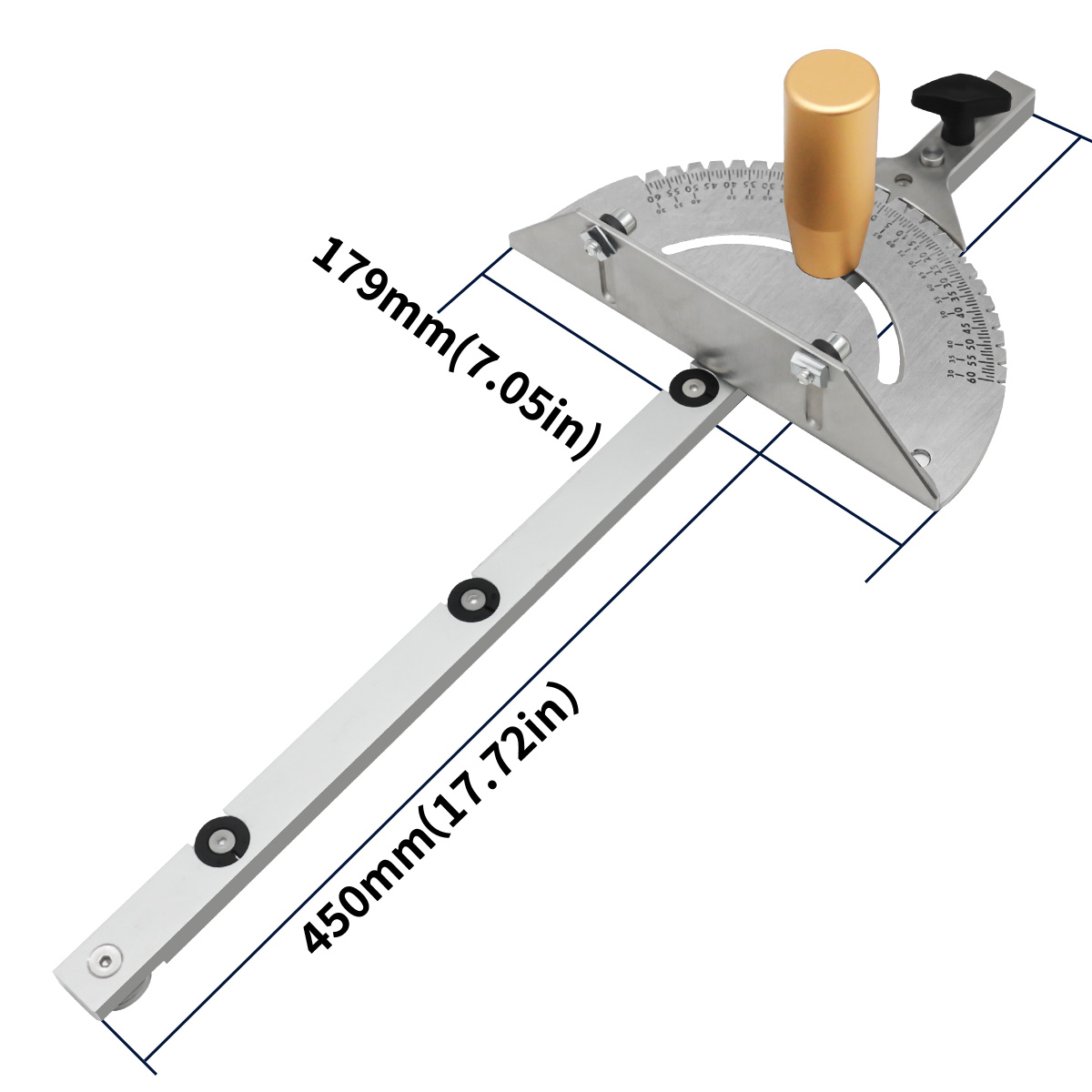 Precision Miter Gauge W/ A Standard Slot -Universal Table Saw Miter Gauge High Accuracy Miter Saw Protractor with 27 Angle Stops