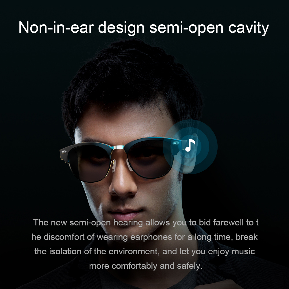Bone Conduction Sun Glasses Earphone bluetooth 5.0 HiFi Stereo Waterproof UVA/UVB Protection 120mAh Smart Audio Glasses with Mic