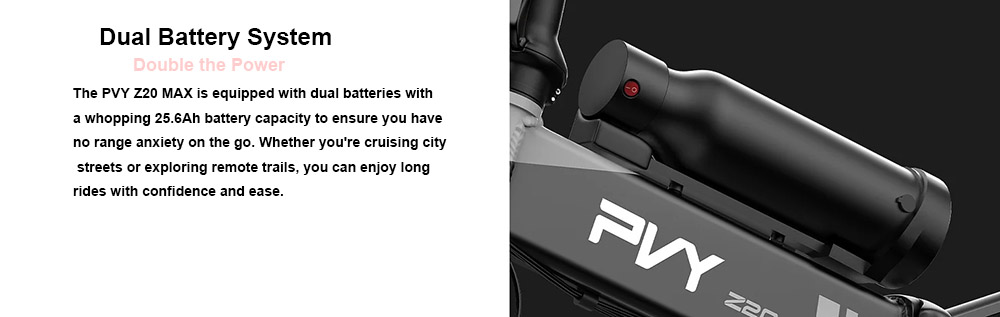 [EU DIRECT] PVY Z20 MAX Electric Bike 36V 15AH+10.6AH Dual Batteries 250W Motor Top Speed 25KM/H 20inch Tires 200KM Max Mileage 150KG Max Load Folding Electric Bicycle