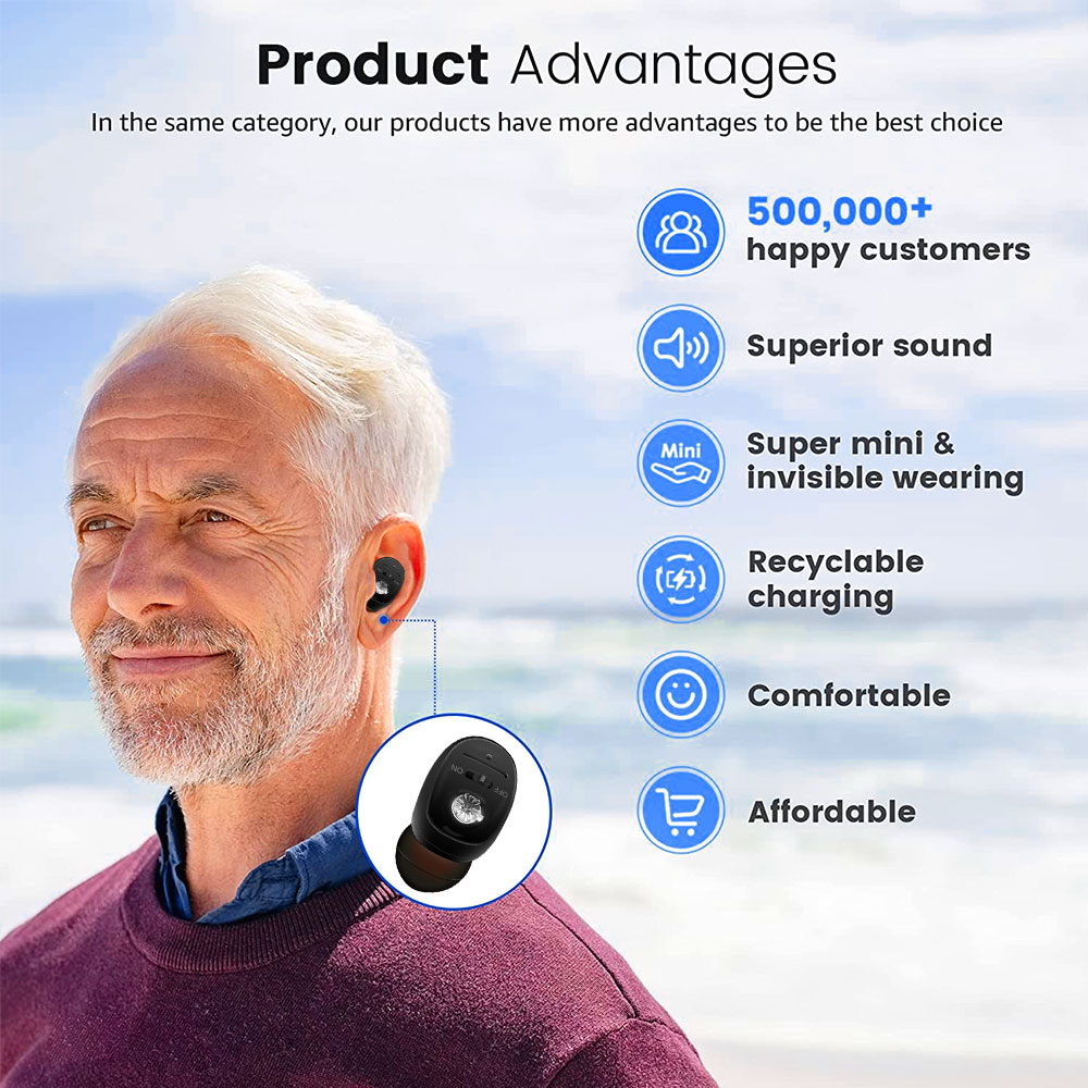 Rechargeable Hearing Aid CIC Audiphones Adjustable Noise Reduction Audifonos For Deafness Elderly