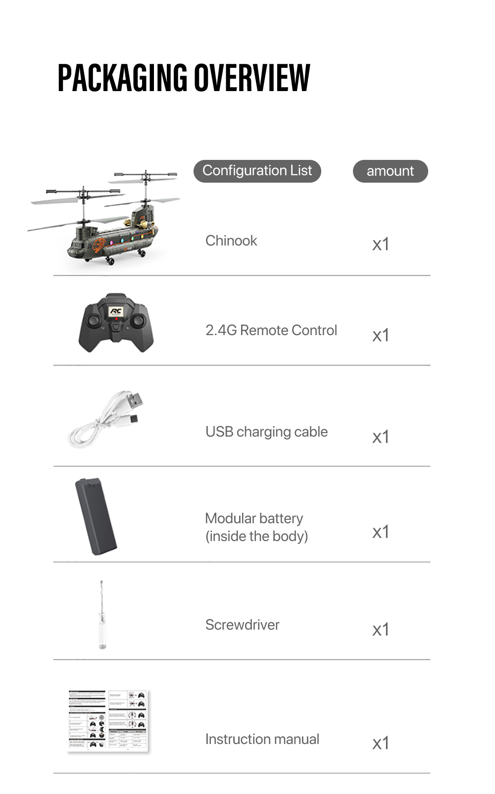 XKS XK5 Chinook 2.4G 3.5CH Dual-propeller Fixed-altitude Simulation RC Helicopter RTF
