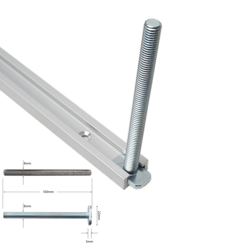 Handle T-slot Slider Miter T-track Jig Screw Fixture For Table Saw Router Chutes Rail DIY Woodworking Bench Tool M8x100mm