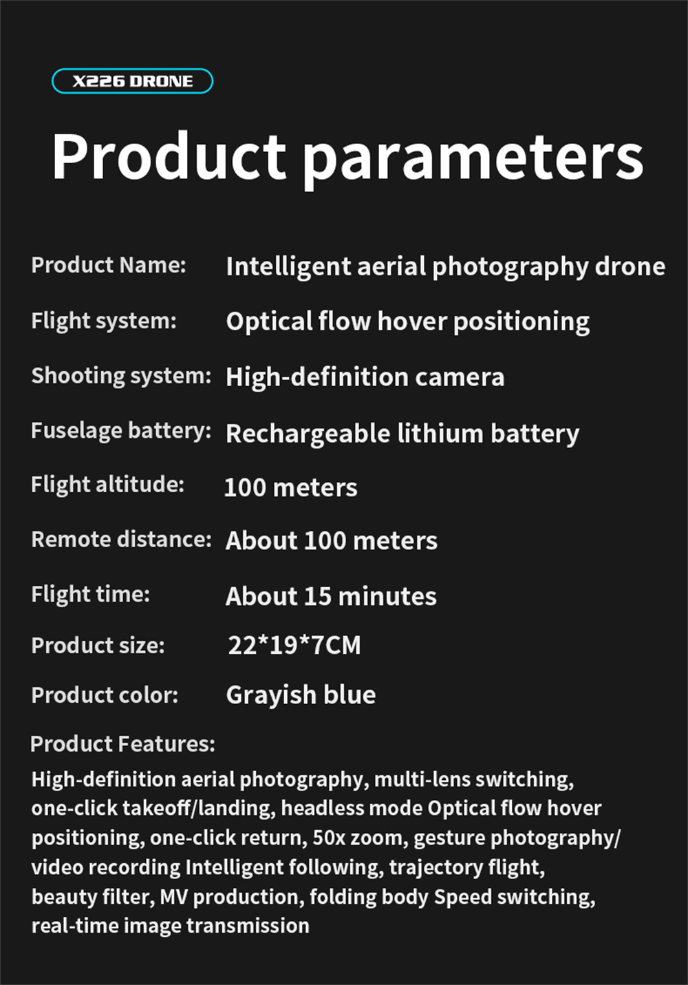 X226 WiFi FPV with Goggles Glasses / 5.9inch LCD Screen Controller HD Dual Camera Electrically Adjustable Optical Flow Hover Circle Protection LED Light Brushless 2.4G 4CH 6-Axis Remote Control Toys RC Drone Quadcopter RTF
