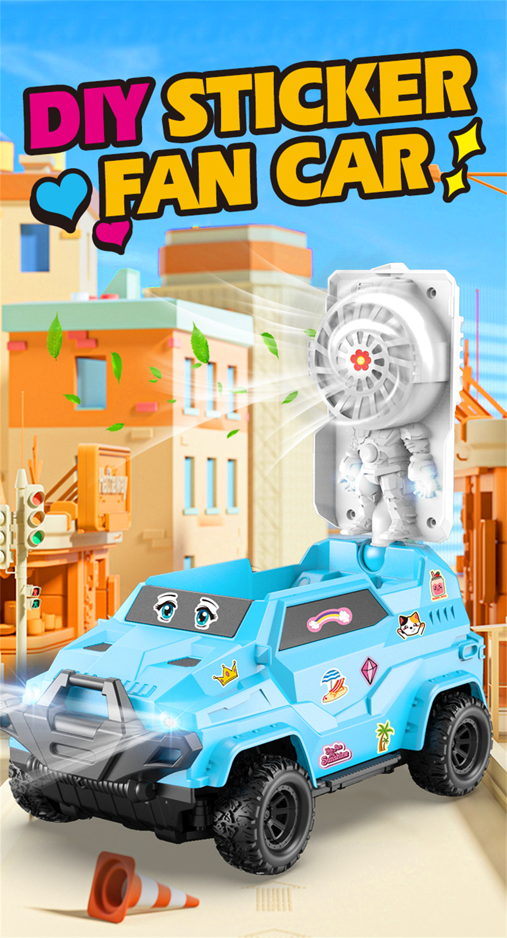 TCS02 2.4 4CH DIY Sticker Remote Control RC Car with Fan RTR Children Toys