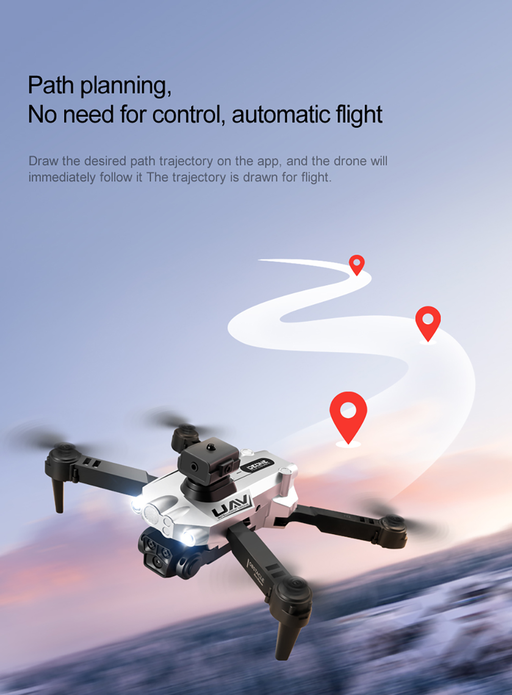 XLURC LU200 WiFi FPV with HD Dual Camera 360° Intelligent Obstacle Avoidance Optical Flow Positioning Foldable RC Drone Quadcopter RTF