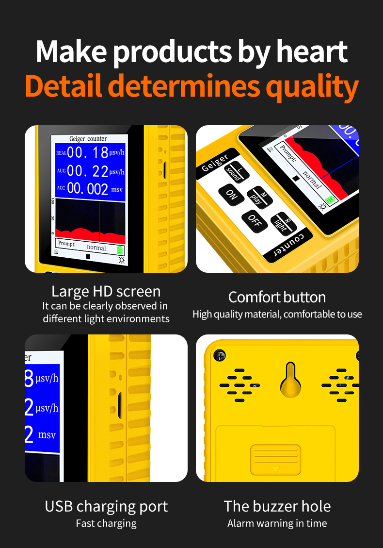 Portable Nuclear Radiation Dual Detector Accurate Measurement Beta Gamma X-Ray Detection Color Screen Wide Energy Range Compact Design - Radiation Monitoring Device