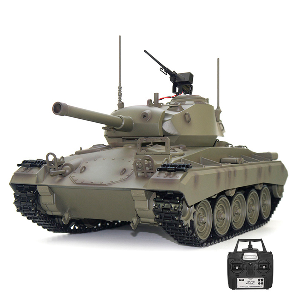 Tongde Model Chaffee M24 RTR 1/16 2.4G RC Battle Tank Smoke Sound Shooting LED Light Simulated Vehicles Model RTR Toys