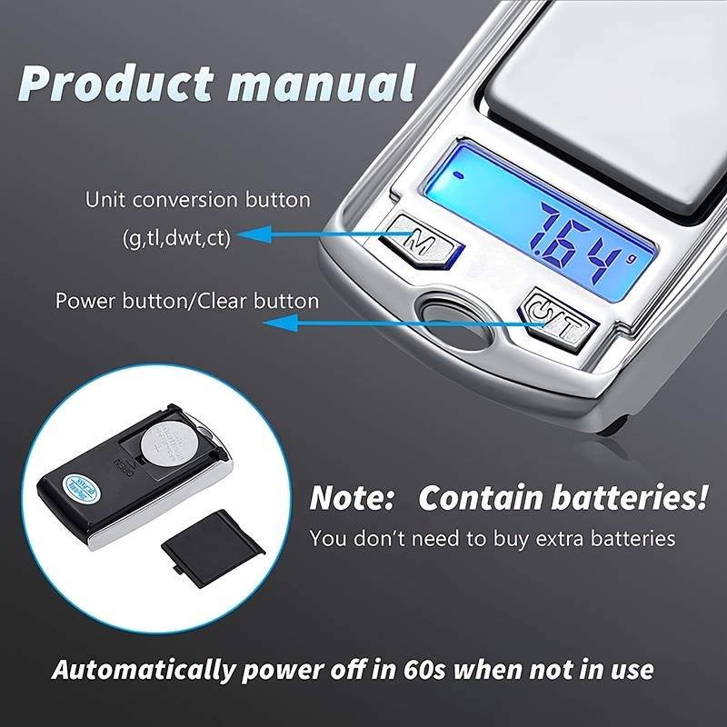 1PCS 0.01g Accuracy Mini Electronic Digital Pocket Scale 100g 200g  Key Style Portable Precision Weighing LCD Backlit Display For Jewelry Gold Sterling Jewelry Herb Food