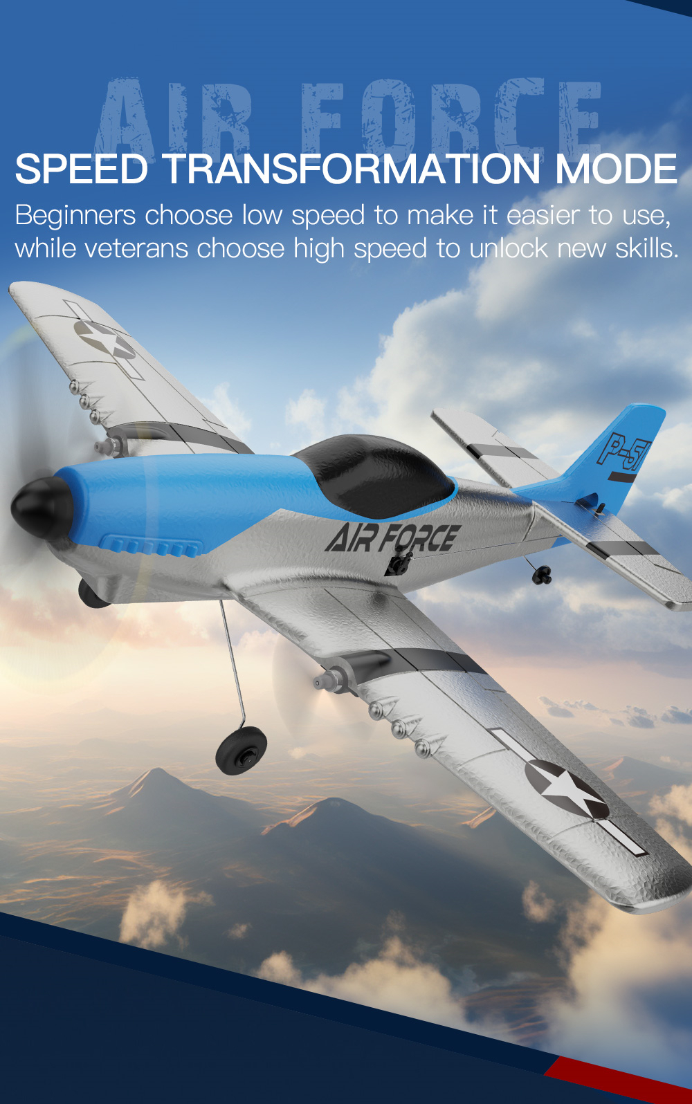 SKRC Z63 Air Force 370mm Wingspan 2.4GHz 3CH Built-in Gyro Dual Motor EPP RC Airplane Fixed Wing Glider RTF for Beginners