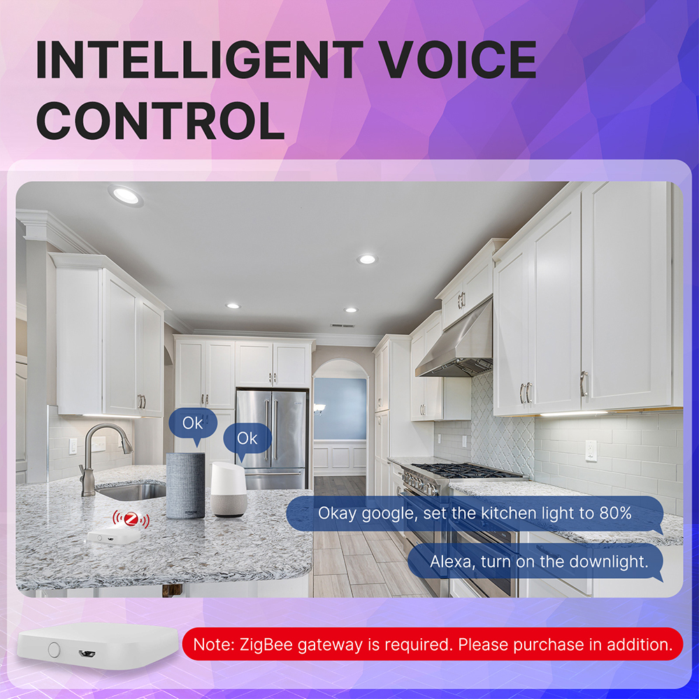 MoesHouse Smart Home Led6w Downlight Rgb Warm And Cold Light App Timing Remote Control Thin Spotlight Works with Zigbees Tuya