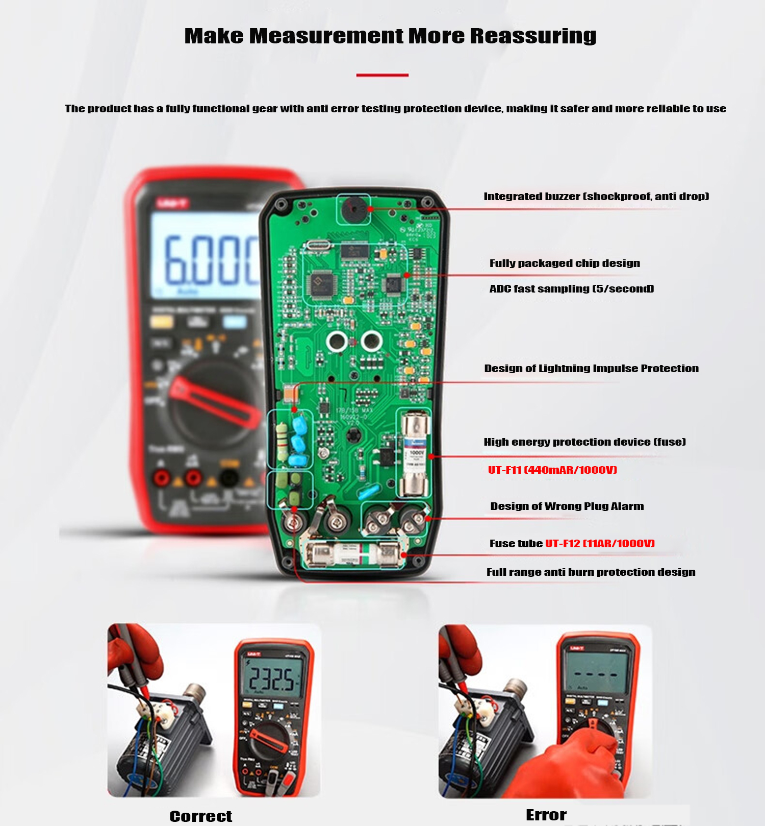 UNI-T UT17B MAX True RMS Digital Multimeters Voltmeter Auto Range Ammeter Frequency Capacitance Tester VFD