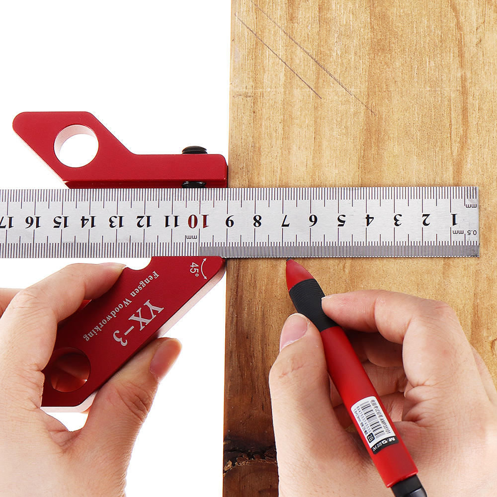 YX-3 300mm Woodworking Square Center Scriber Center Finder 45 90 Degrees Angle Line Scriber Marking Tools Metric Inch Ruler