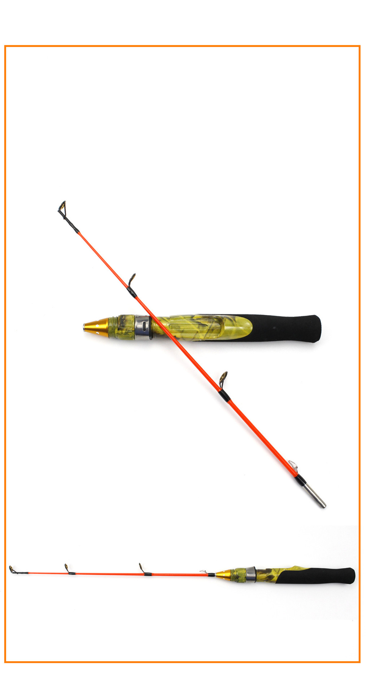 51.5CM Mini Camouflage Ice Fishing Rod Portable River Shrimp Carp Fishing Pole Winter Fishing Rod Tackle