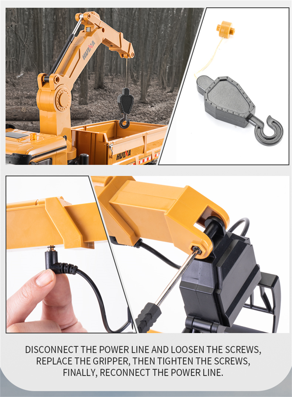 HUINA 1538 1/14 2.4G 26CH Semi-alloy RC Car Grabbing Wood Dump Truck 3-in-1 Vehicle Model RTR