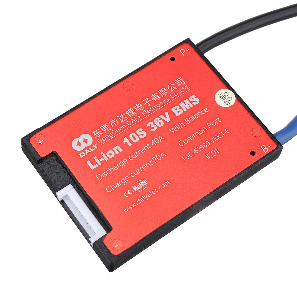 DALY DL10S 10S 36V 40A BMS Battery Protection Board Waterproof BMS For Rechargeable Lifepo4 Lithium Battery E-Bike E-Scooter With Balance Function