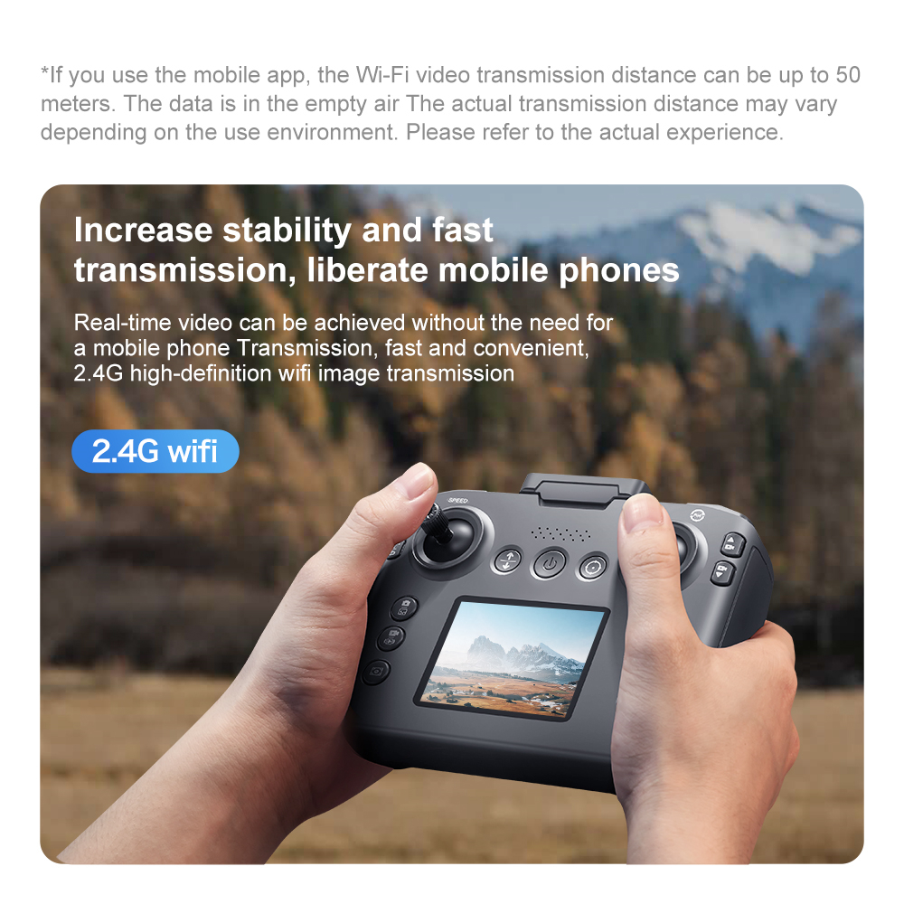 YCRC V666 WiFi FPV with LCD Screen Controller HD ESC Dual Camera Optical Flow Hover Automatic Obstacle Avoidance Brushless LED Light Circle Protection Kids Gifts 2.4G 4CH 6-Axis Remote Control RC Toys Drone Quadcopter RTF
