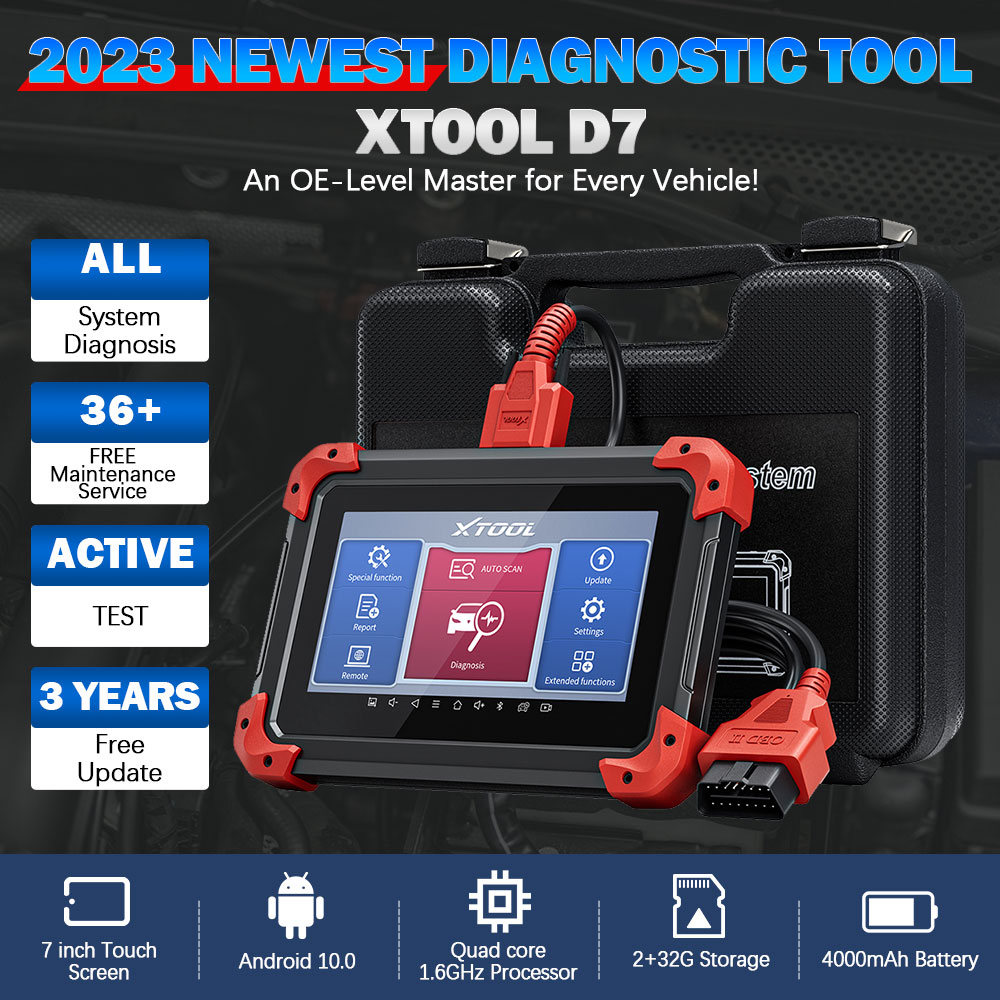 XTOOL D7 OBD2 Automotive All System Diagnostic Tool Code Reader Key Programmer Auto Vin with 36+ Reset Functions Active Test
