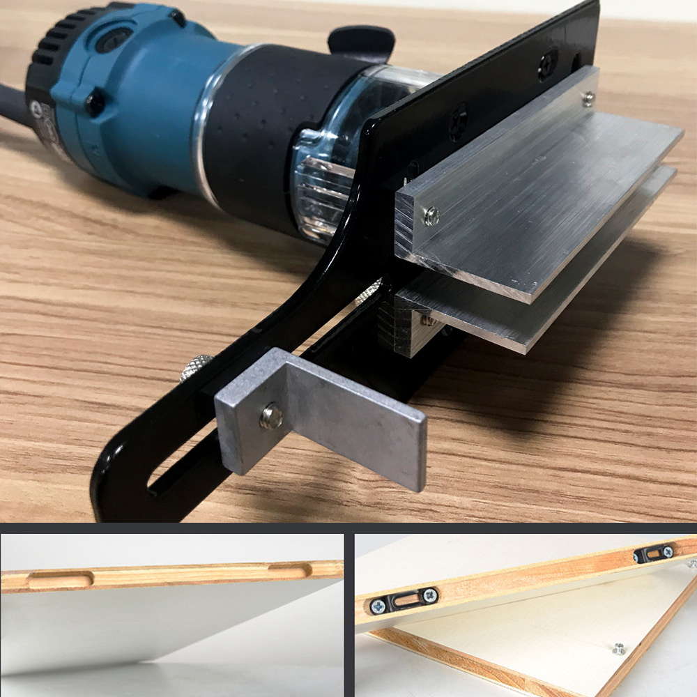 Woodworking Enthusiasts  Invisible 2-in-1 Connector Slotting Tool for Shelf Molds and Trimming Wood+Keywords