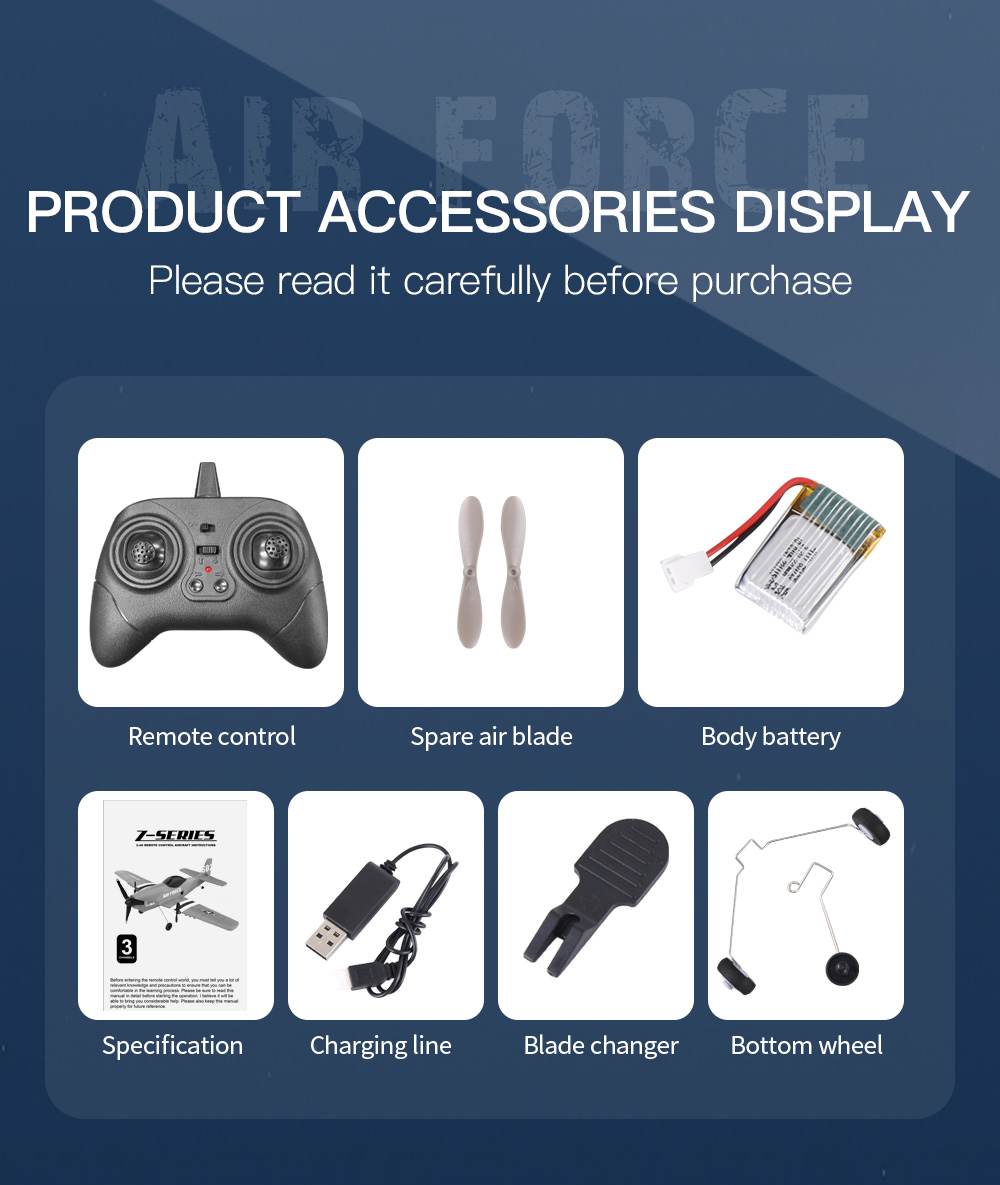 SKRC Z63 Air Force 370mm Wingspan 2.4GHz 3CH Built-in Gyro Dual Motor EPP RC Airplane Fixed Wing Glider RTF for Beginners