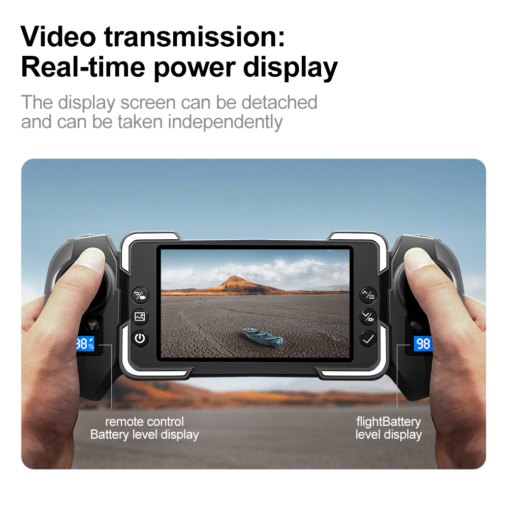 ZFR E66 AIR MINI WiFi FPV with 4.3inch Display Dual Camera 180° Electrically Adjustable Optical Flow Hover Automatic Obstacle Avoidance Circle Protection Kids Gifts 2.4G 4CH 6-Axis Remote Control RC Toys Drone Quadcopter RTF