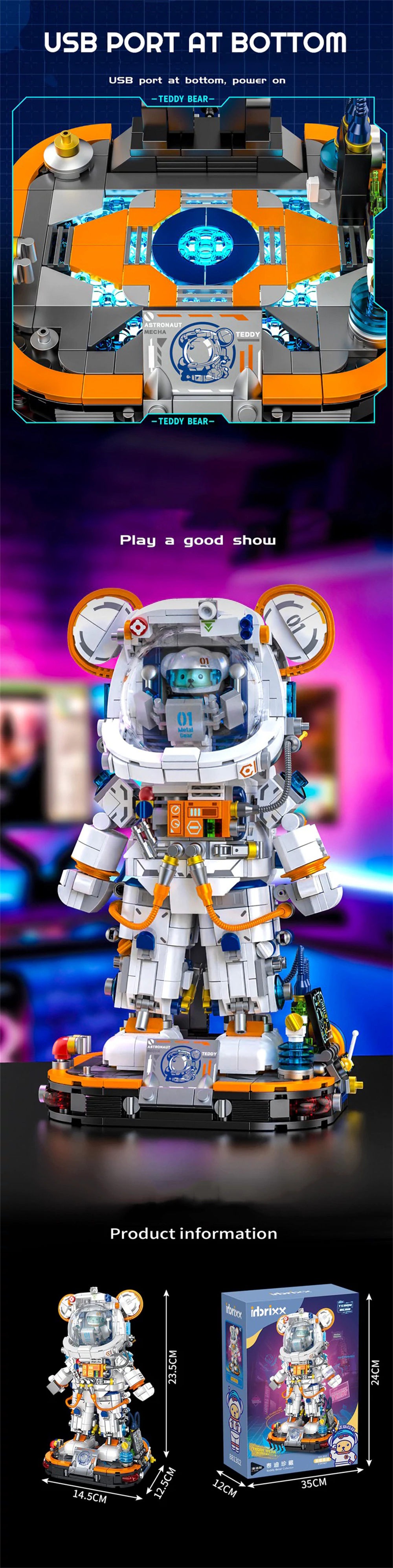 881302 宇宙飛行士 ブロック 組み立てキット LED付き シティ スペース