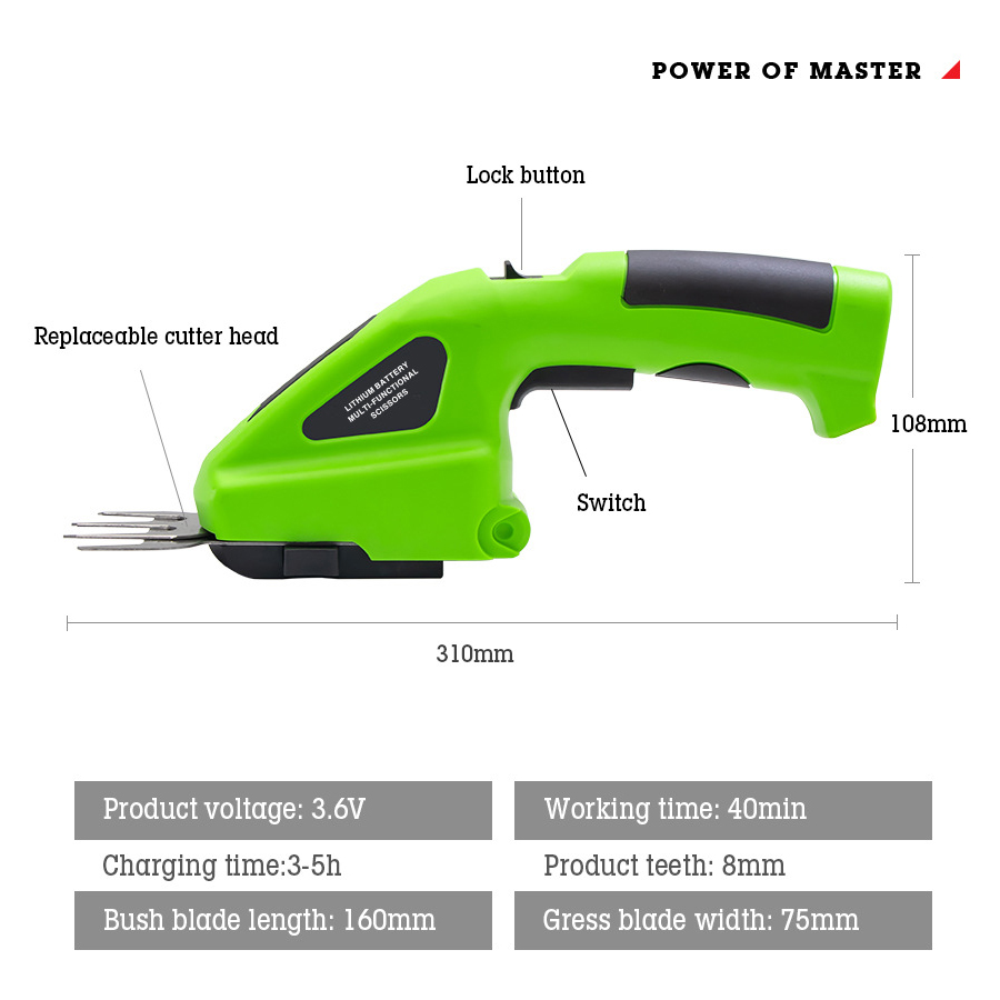 Small Convenient Electric Trimmer Pruning Shears Garden Lawn Hedge Rechargeable Cordless Fence Scissors Weeder Weeding Mower