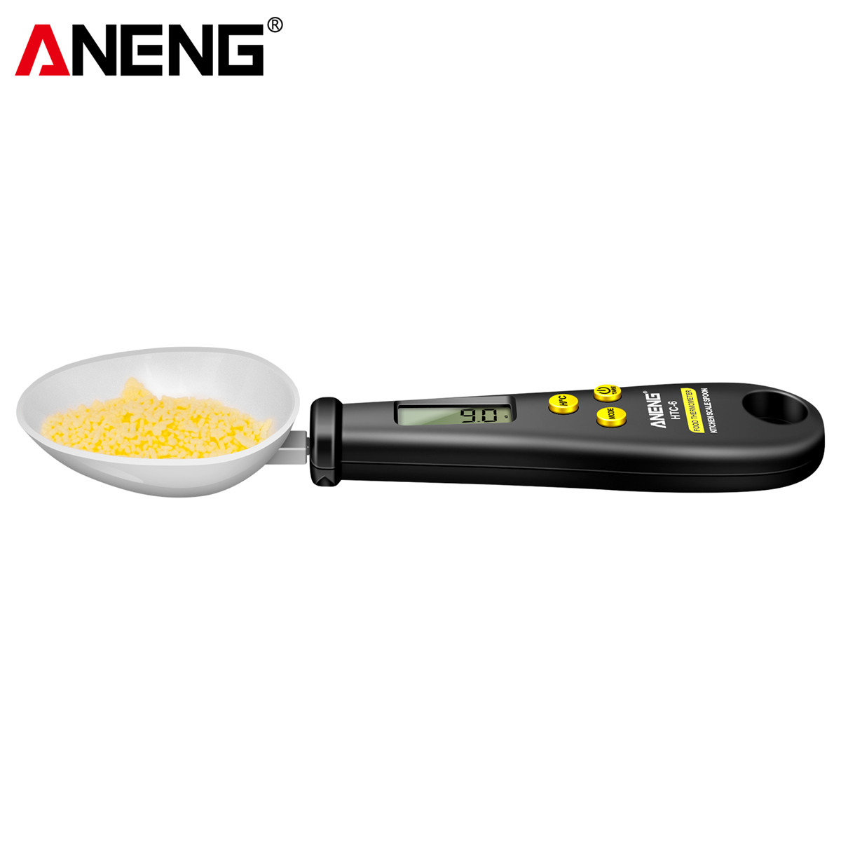 ANENG HTC-6 Multifunctional Kitchen Tool Electronic Weighing Spoon with Integrated Food Thermometer Precise Gram/Ounce/Pound Conversion Durable ABS and Stainless Steel