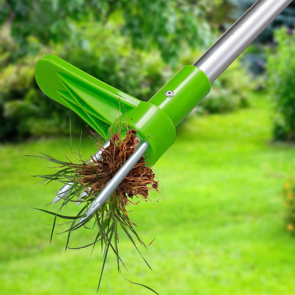 30cm Durable Long Handle Grass Trimmer Weed Remover Garden Lawn Weeder Stainless Steel Ergonomic Design Outdoor Gardening Tool