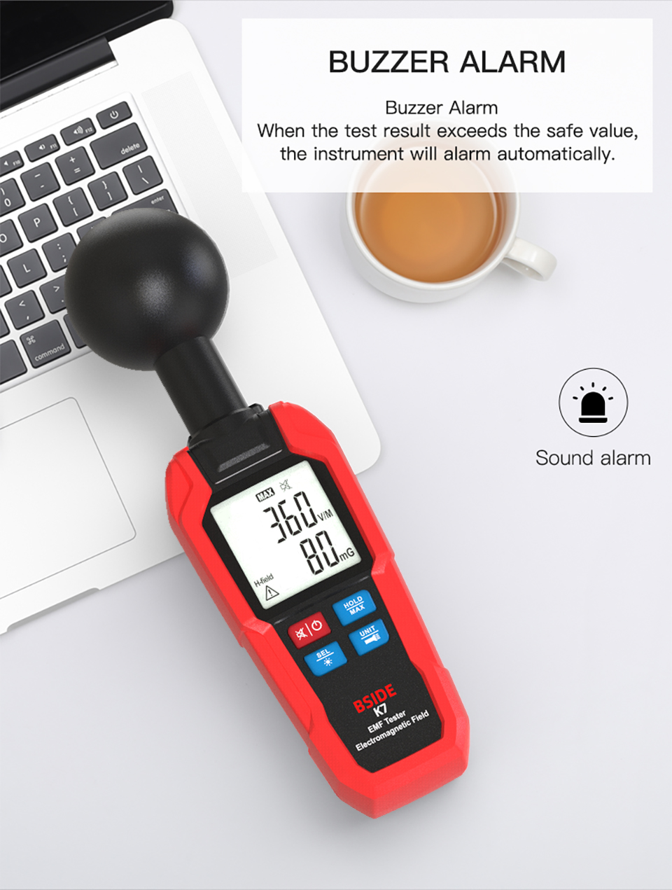 BSIDE EMF Meter Electromagnetic Field Radiation Detector Radiator Tester Handheld Electric Magnetic Dosimeter Geiger Counter K7