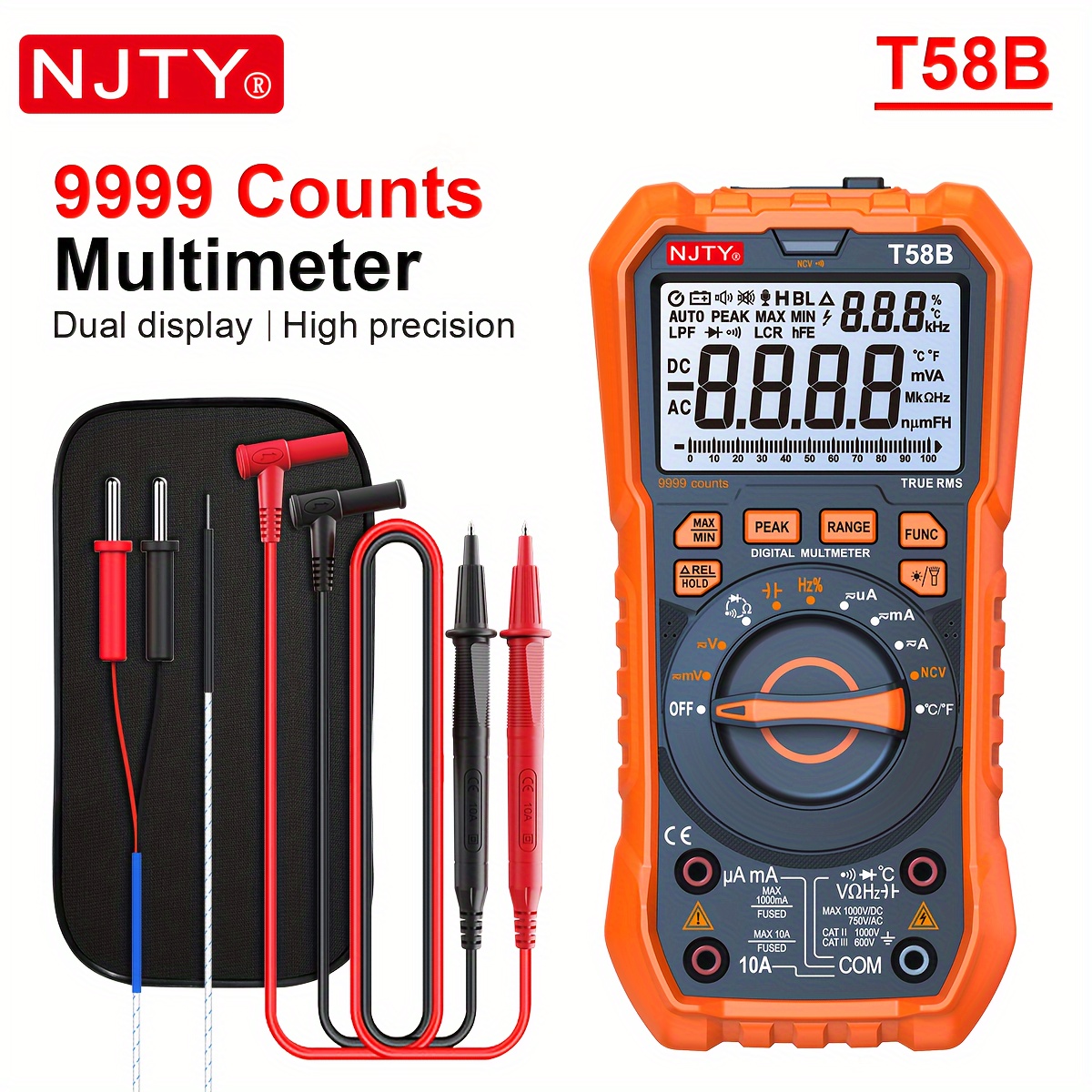 NJTY T58B T58C Inductance Multimeter 9999 Counts High Precision AC