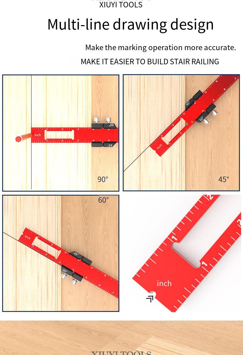 3pcs Precision Pocket Ruler Woodworking Ruler Scriber Aluminum Slide Stop Marking Ruler Metric Inch Measuring Tools