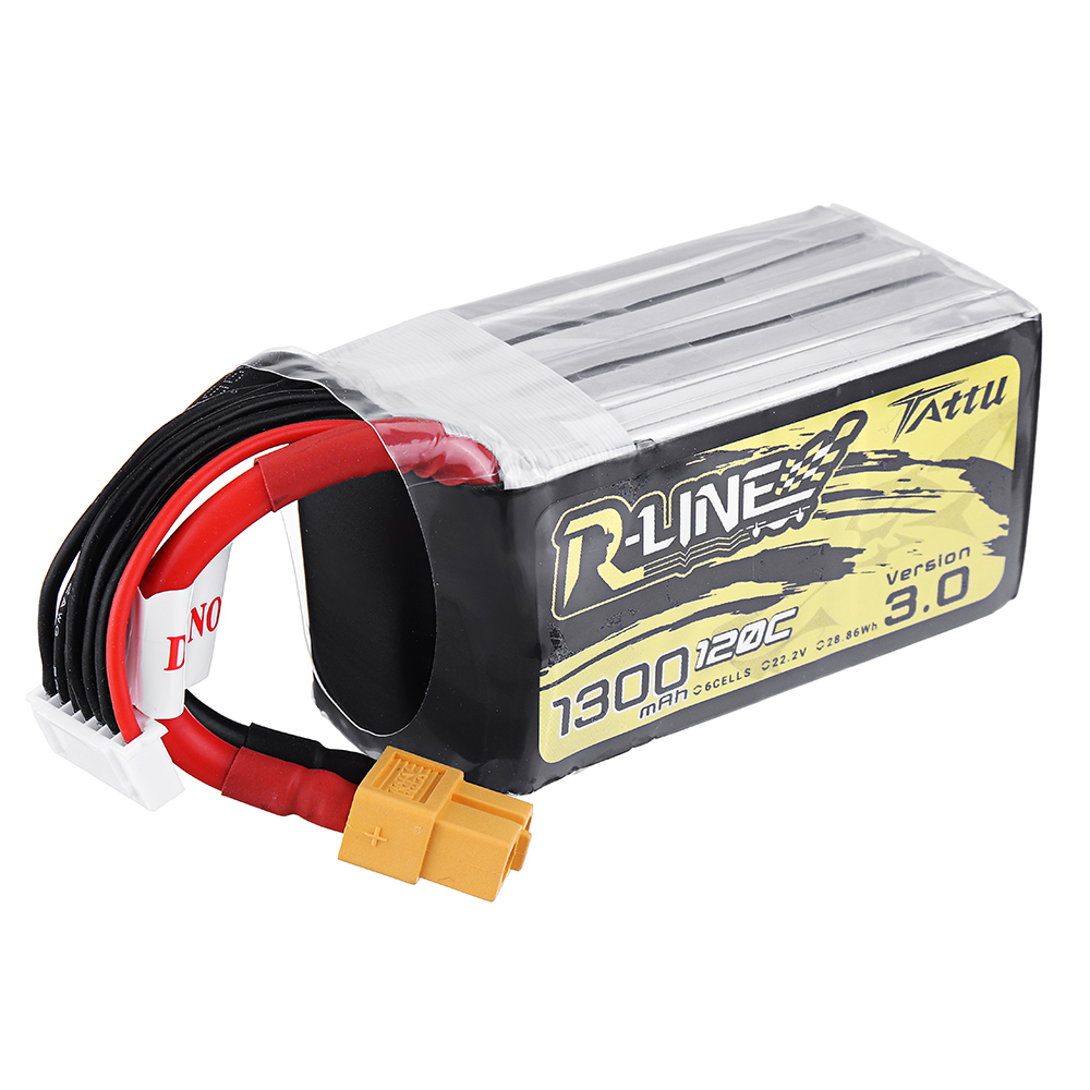 TATTU R-LINE V3.0 6S 22.2V 1300mAh 120C 6S1P LiPo Battery XT60 Plug for Mark5 HD Nazgul5 V3 RC Drone FPV Racing