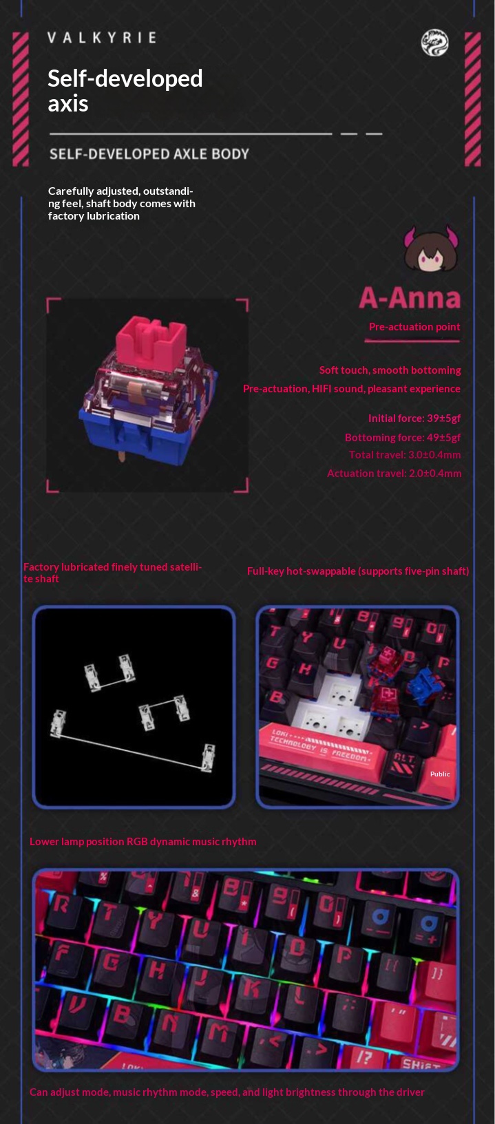 VALKYRIE VK99 三モード機械式ゲーミングキーボード TFTディスプレイと