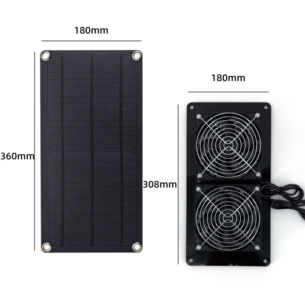 18V Solar Powered Dual Fan System Monocrystalline 10W Easy Install Ventilation Cooling Solution for Pet Houses Chicken Coops Energy Saving Lightweight