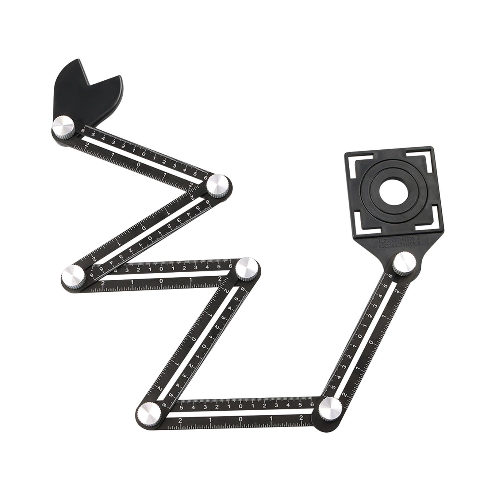 Tile Multi Angle Measuring Ruler with Drilling Locator Universal Angular Template Izer