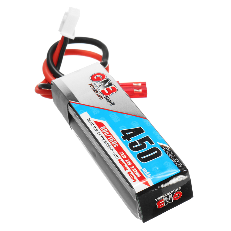 Gaoneng GNB 7.4V 450mAh 80C 2S LiPo Battery JST Plug for RC Drone