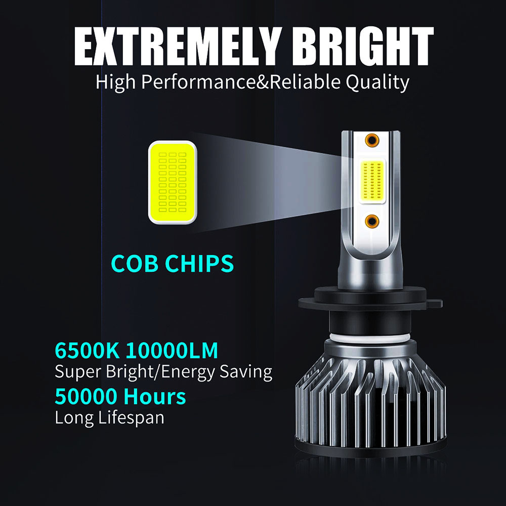Infitary H7 H4 LED Cars Headlights Bulbs 12V White 6500K COB Mini Fog Lights Headlamps Lamps Universal