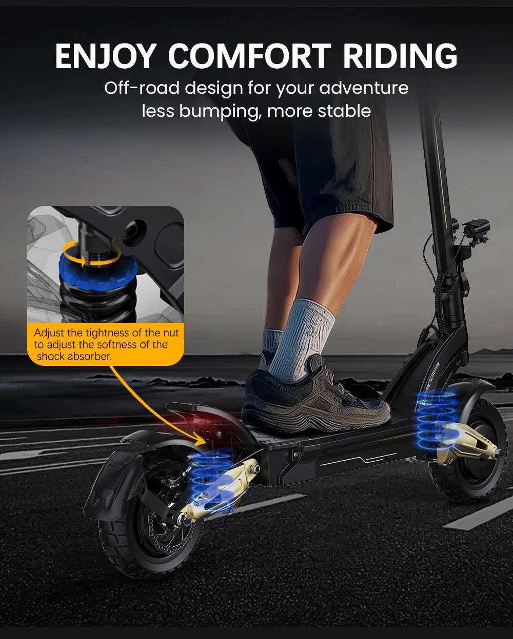 [EU Direct] OOTD S30 Electric Scooter 52V 23.4AH Battery 1200W*2 Dual Motors 10inch Tires 60KM Max Mileage 120KG Max Load Folding E-Scooter
