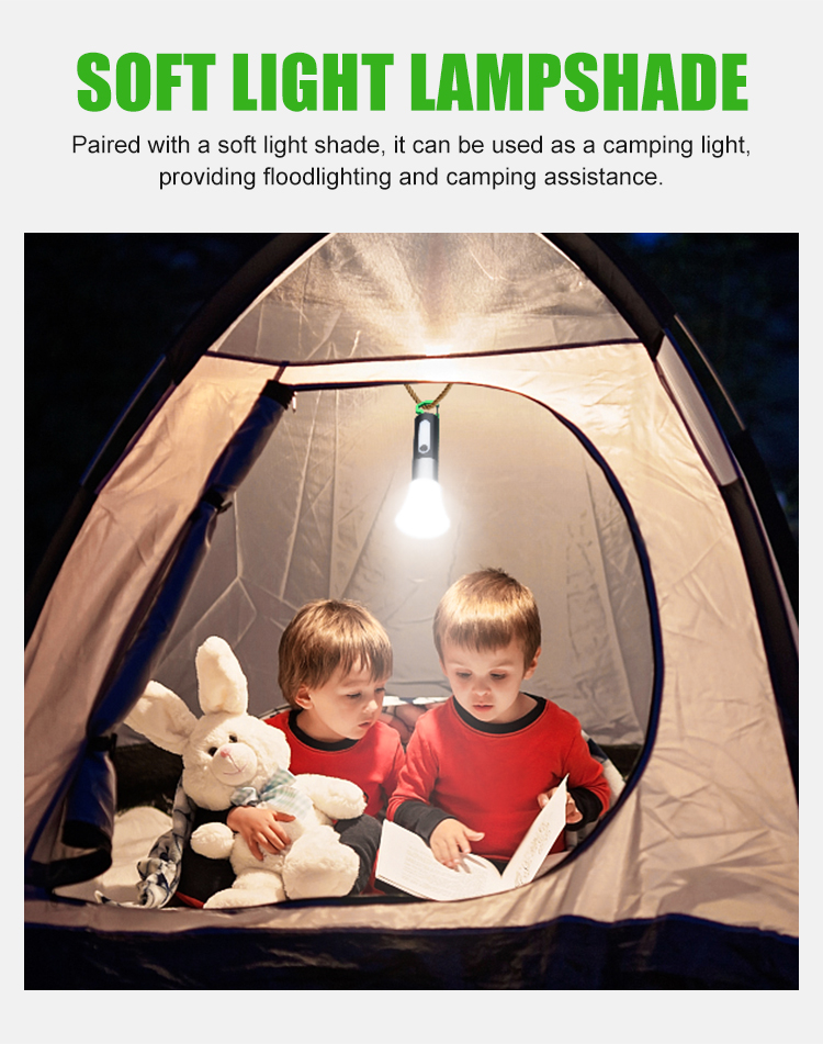 Camping Latern Flashlight USB-C Rechargeable Zoomable Mini LED Torch Small LED Flashlight 5 Modes with Side Light Carabineer Clip Portable Flashlights