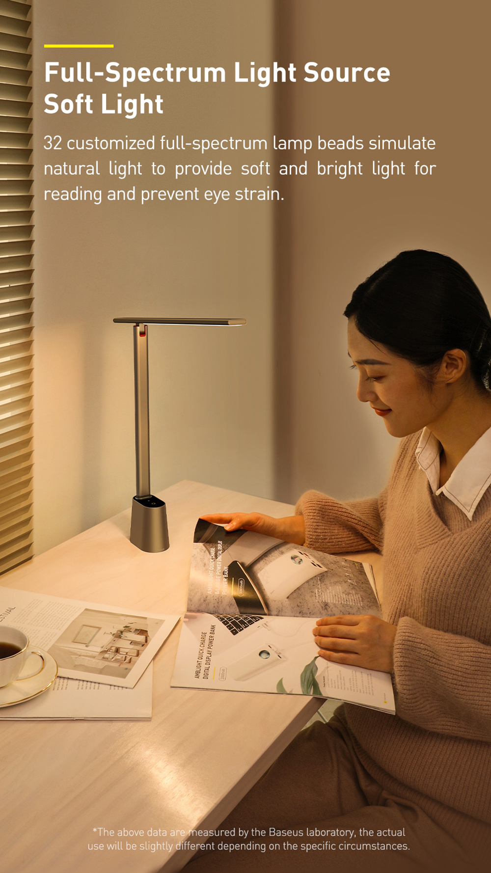 Baseus LED Desk Lamp Smart Adaptive Brightness Eye Protect Study Office Foldable Table Lamp Dimmable Bedside Reading Book Light