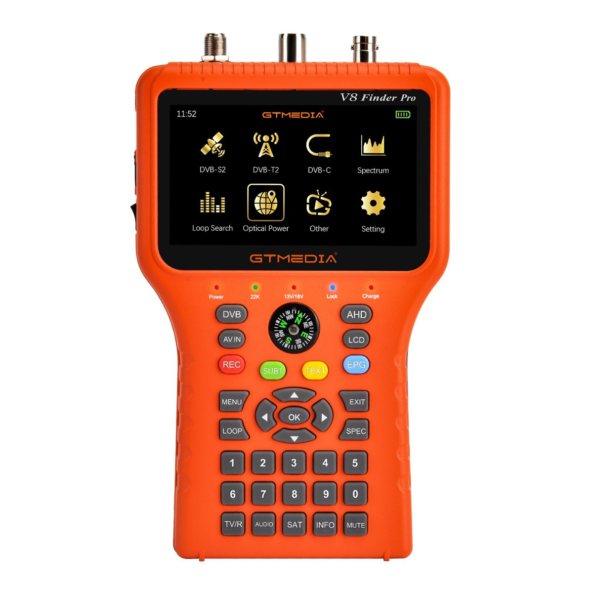 GTMEDIA V8 Finder Pro TV Signal Finder Meter DVB-S/S2/S2X/T/T2/C Signal Receiver 4.3-inch LCD Dispaly H.265 Auto Calculate Angle 4000mAh Battery