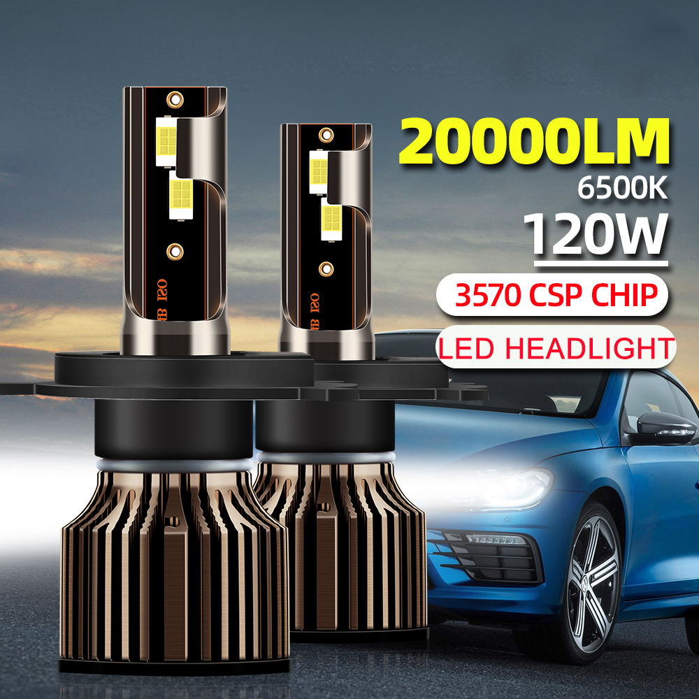 H4 LED Headlight  H7 H11 Car LED Lights 20000LM 120W 6500K CSP Chip High Low Beam Fog Lamp for 12V-24V Vehicle