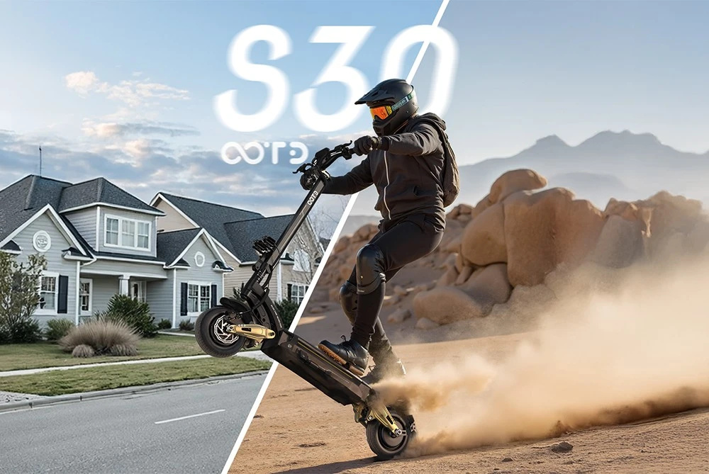 [EU Direct] OOTD S30 Electric Scooter 52V 23.4AH Battery 1200W*2 Dual Motors 10inch Tires 60KM Max Mileage 120KG Max Load Folding E-Scooter
