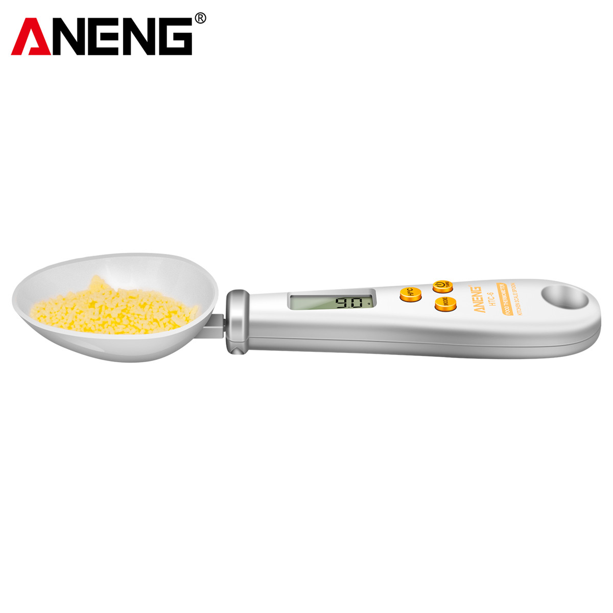 ANENG HTC-6 Multifunctional Kitchen Tool Electronic Weighing Spoon with Integrated Food Thermometer Precise Gram/Ounce/Pound Conversion Durable ABS and Stainless Steel