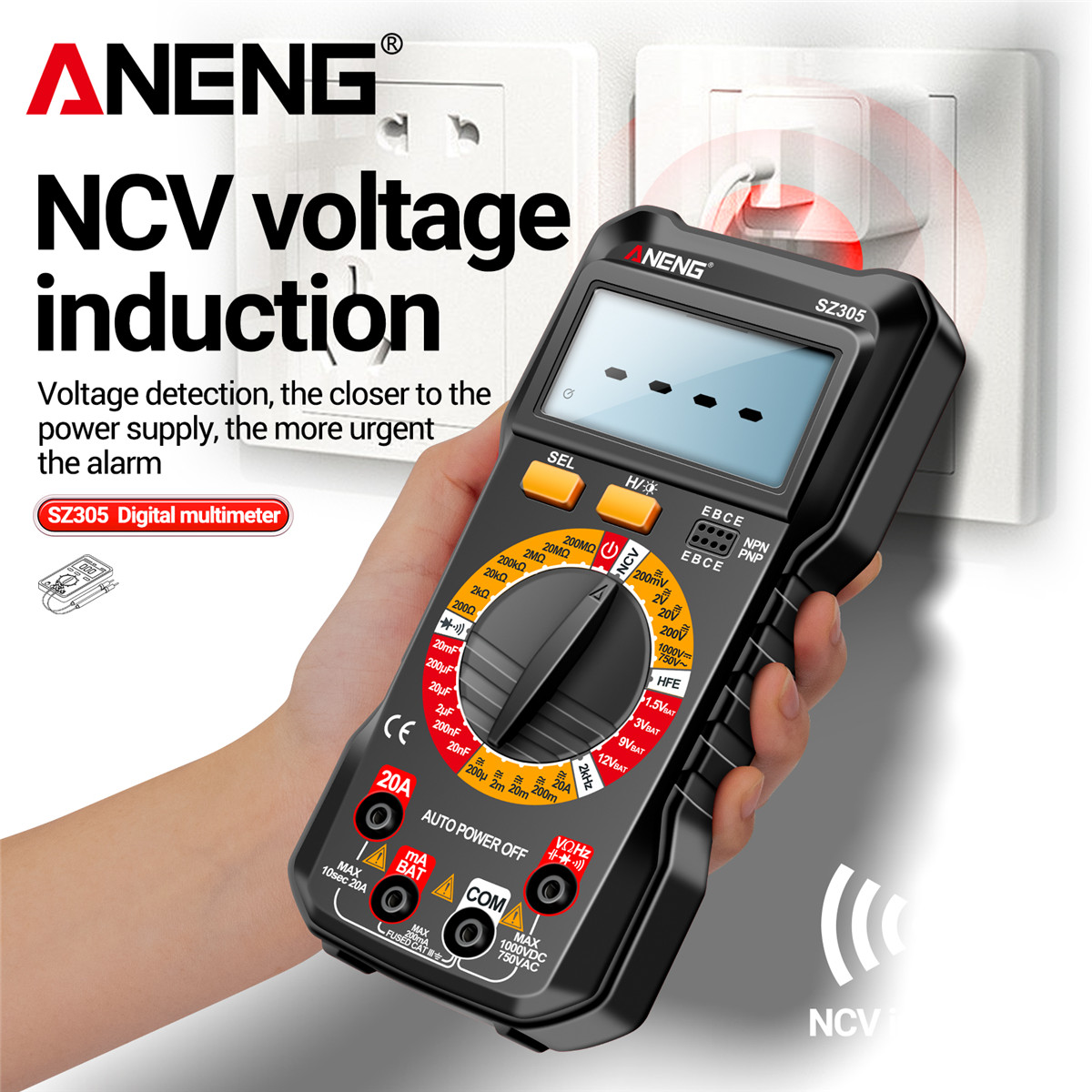 ANENG SZ305 1999 Counts Multimeter Capacitor Testers Professional Smart Voltmeter AC/DC Votage Current Resistance Ohm Test Tools