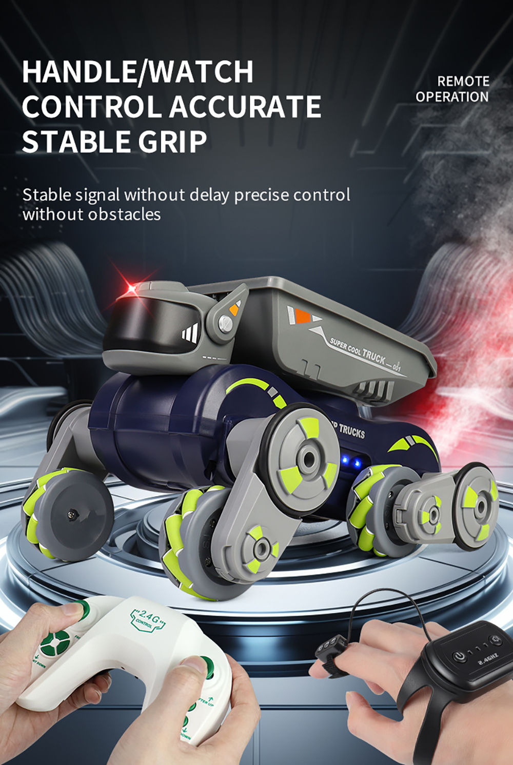 JC013P 2.4G 4WD RC Car Robot Dog Radio Gesture Induction Music Light Stunt Remote Control Car off-Road Control Boys Toys for Children Gifts