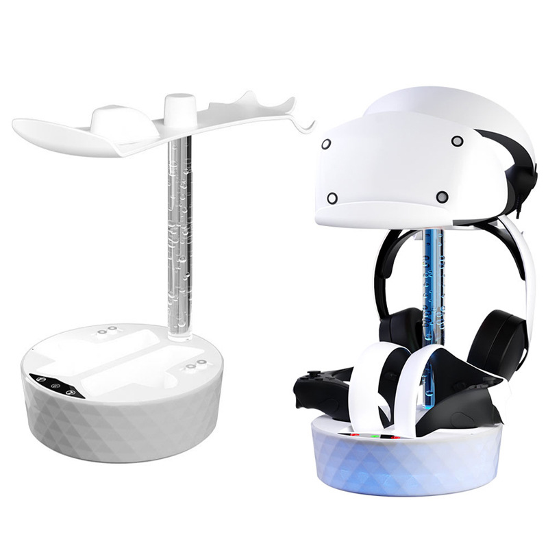 PSVR2 Colorful Charging Stroage Bracket Magnetic Dock Charging RGB Light Stroage Stand for VR Glasses Game Controller Headphone